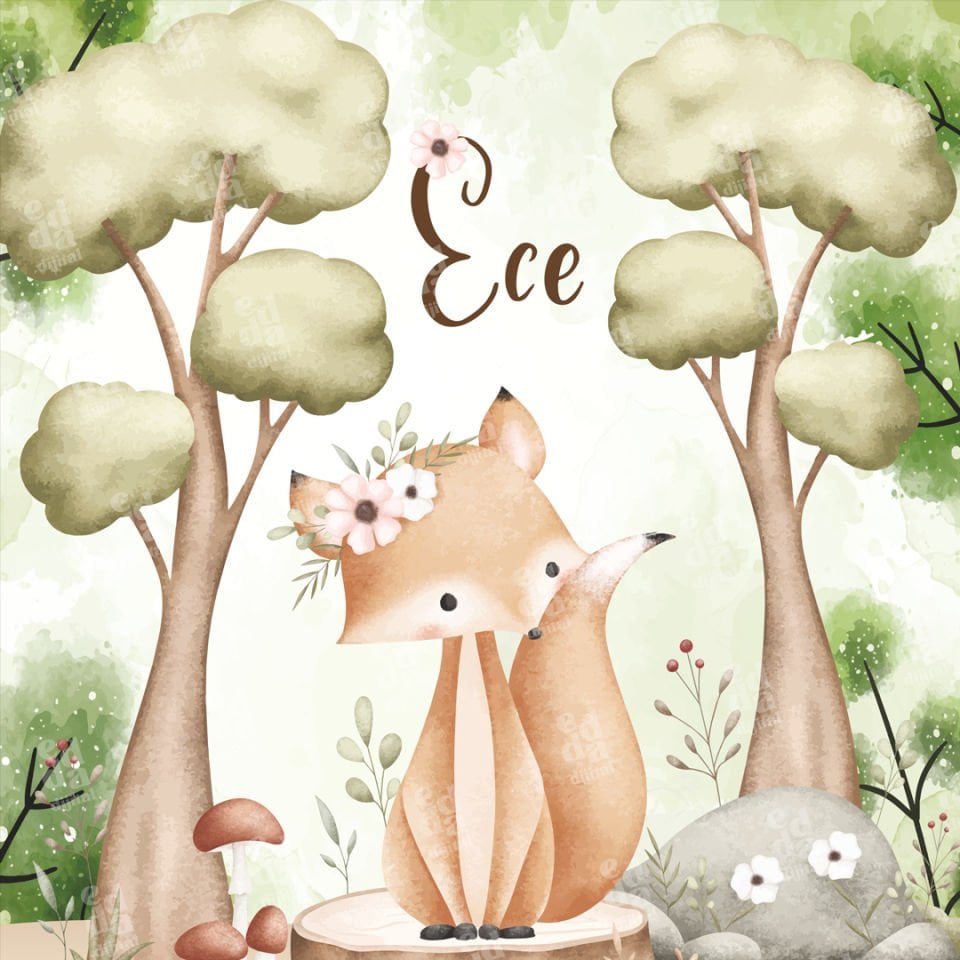 Woodland Temalı Doğum Günü Afişi