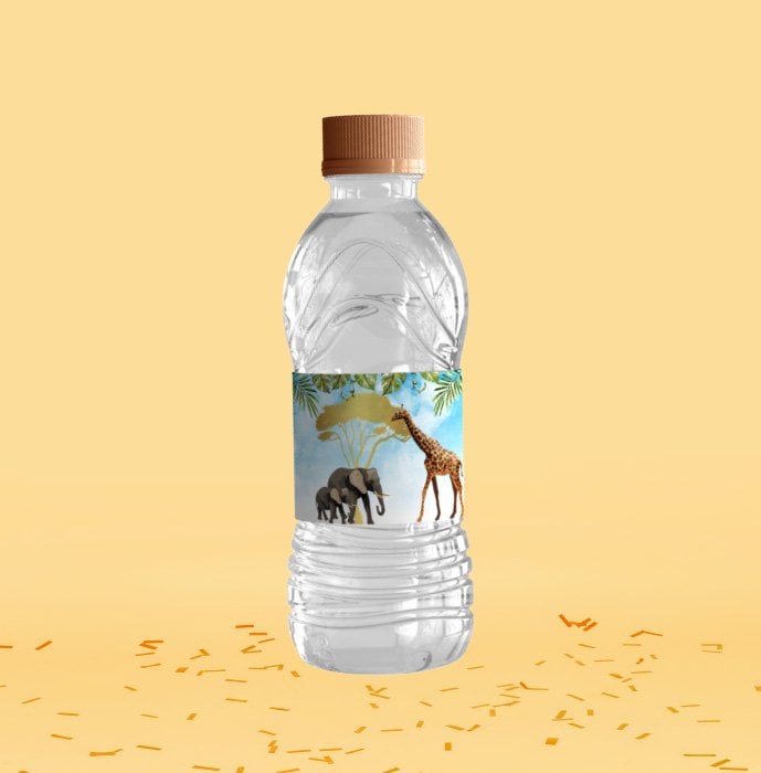 Safari Temalı Su Şişesi Etiketi