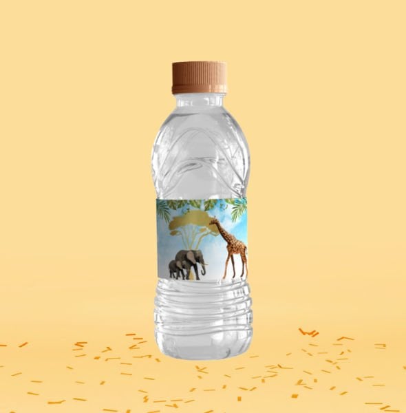 Safari Temalı Su Şişesi Etiketi