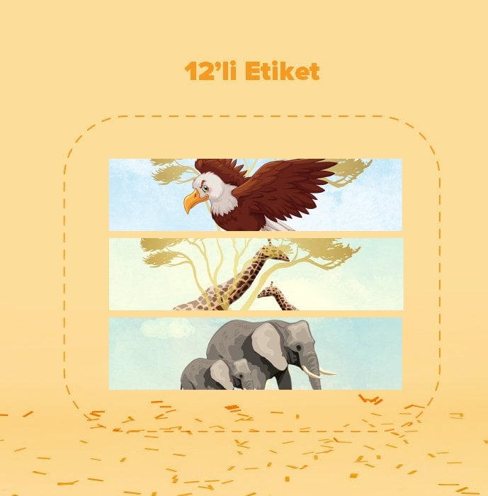 Safari Temalı Su Şişesi Etiketi