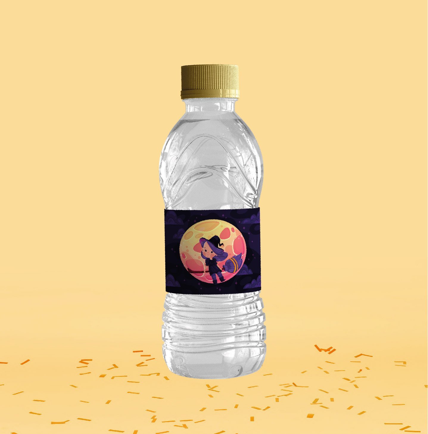 Cadı Temalı Su Şişesi Etiketi