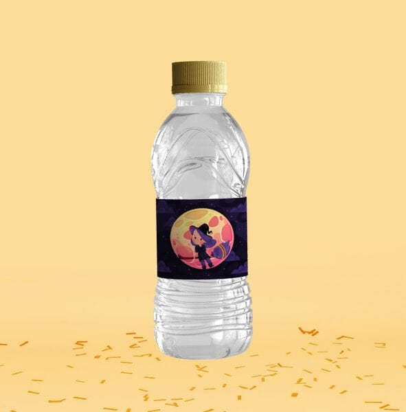 Cadı Temalı Su Şişesi Etiketi