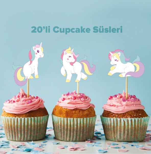 Unicorn Konseptli Cupcake Süsü
