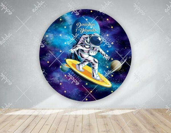 Mavi Gezegen Uzay Temalı Doğum Günü Afişi