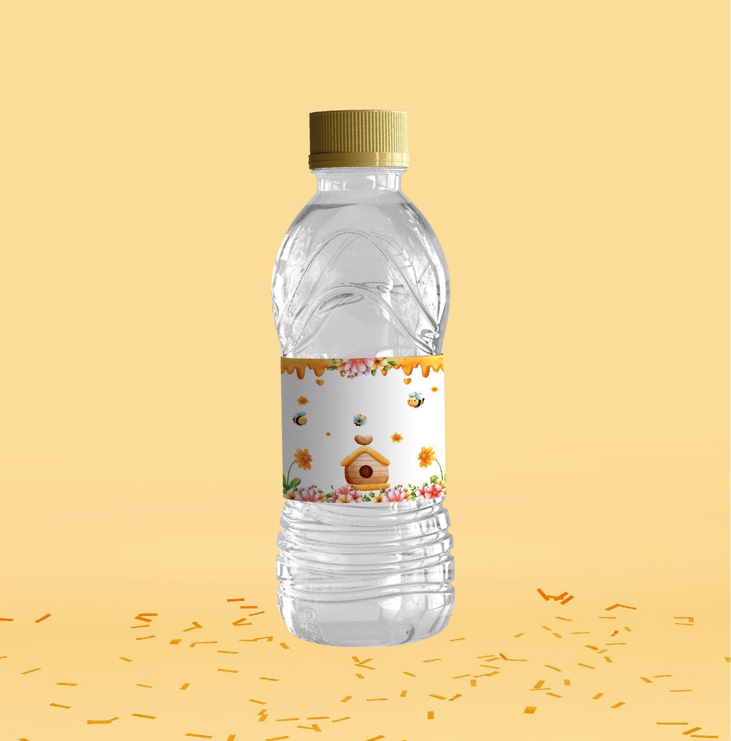 Arı Temalı Su Şişesi Etiketi