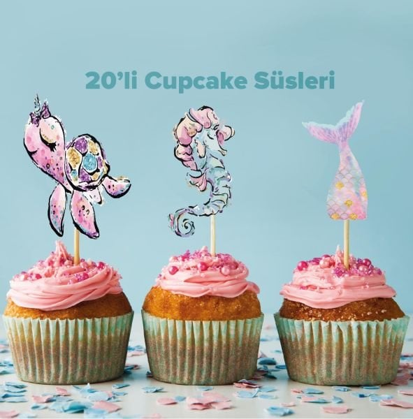 Deniz Kızı Konseptli Cupcake Süsü