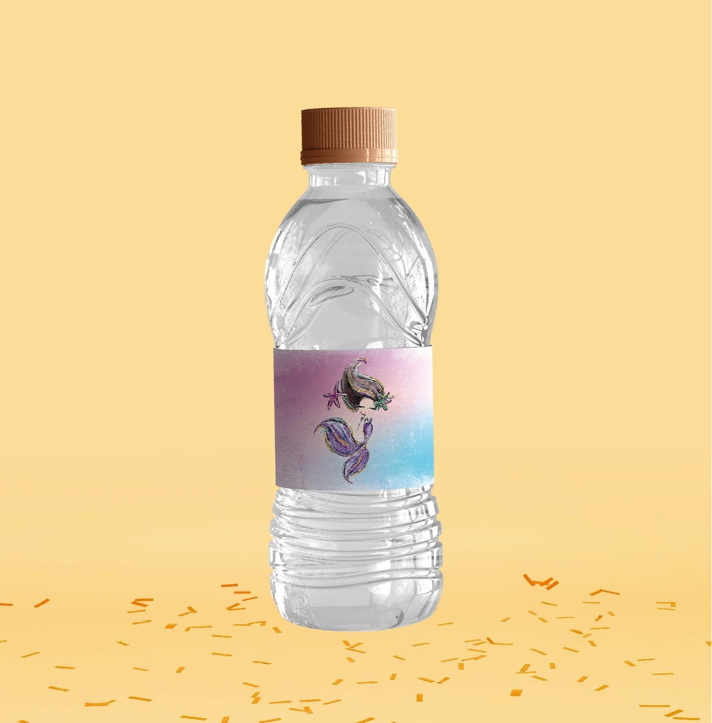 Deniz Kızı Temalı Su Şişesi Etiketi