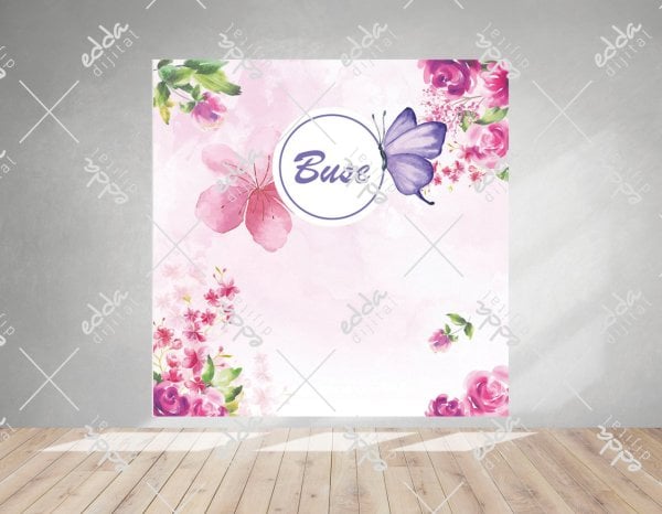 Çiçek ve Kelebek Temalı Baby Shower Afişi