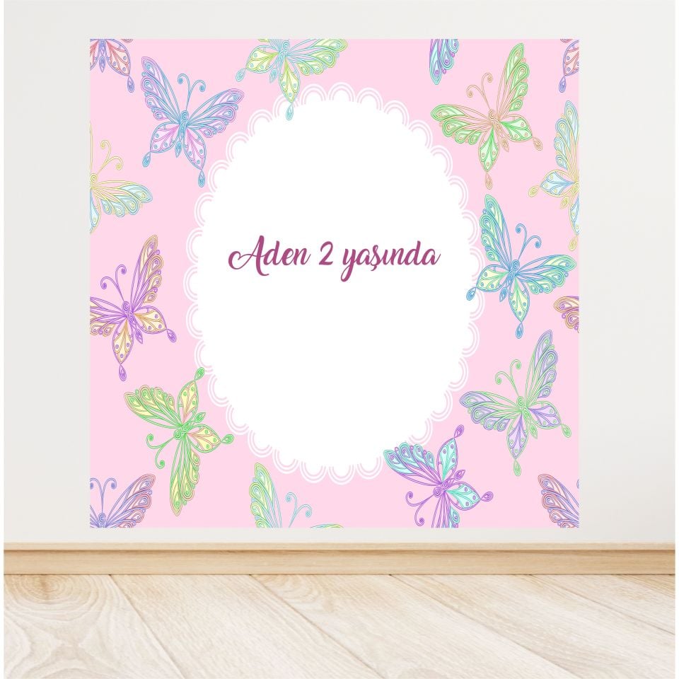 Kelebek Temalı Doğum Günü Afiş