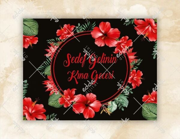 Çiçek ve Yaprak Desenli Kına Pisti Kaplaması