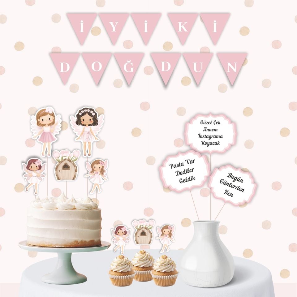 Peri Temalı Mini Doğum Günü Parti Seti