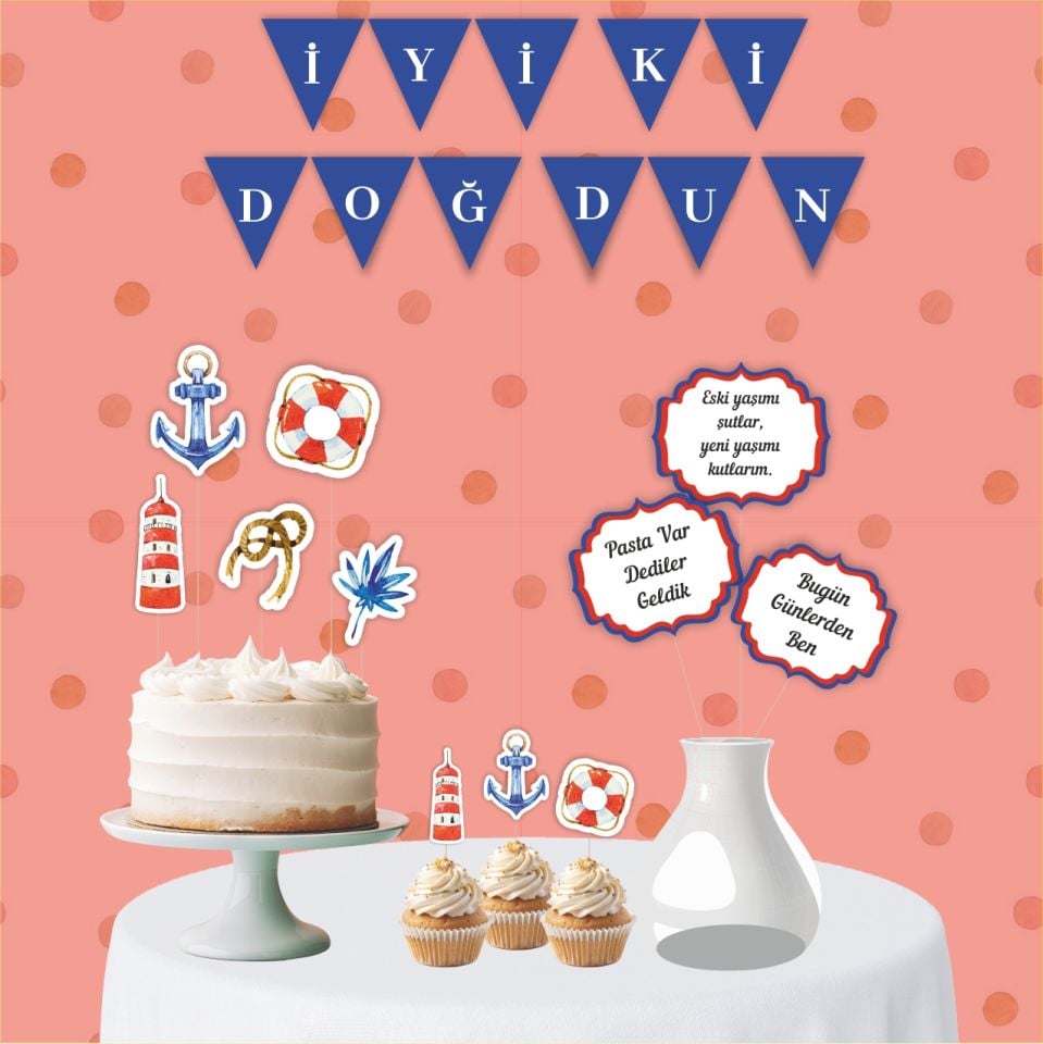Denizci Temalı Mini Doğum Günü Parti Seti
