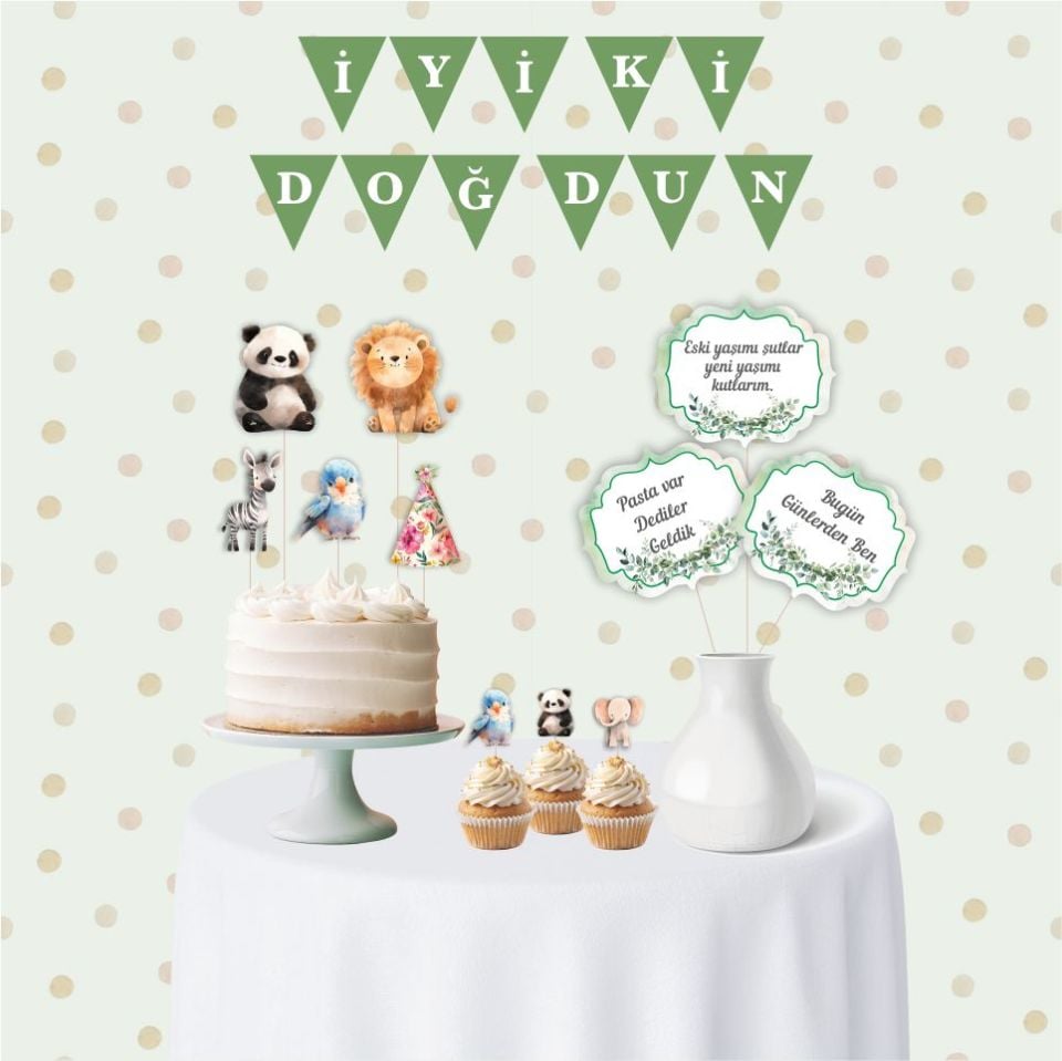 Safari Temalı Mini Doğum Günü Parti Seti