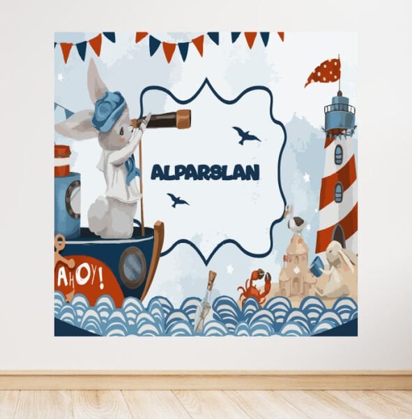 Denizci Konseptli Doğum Günü Afişi