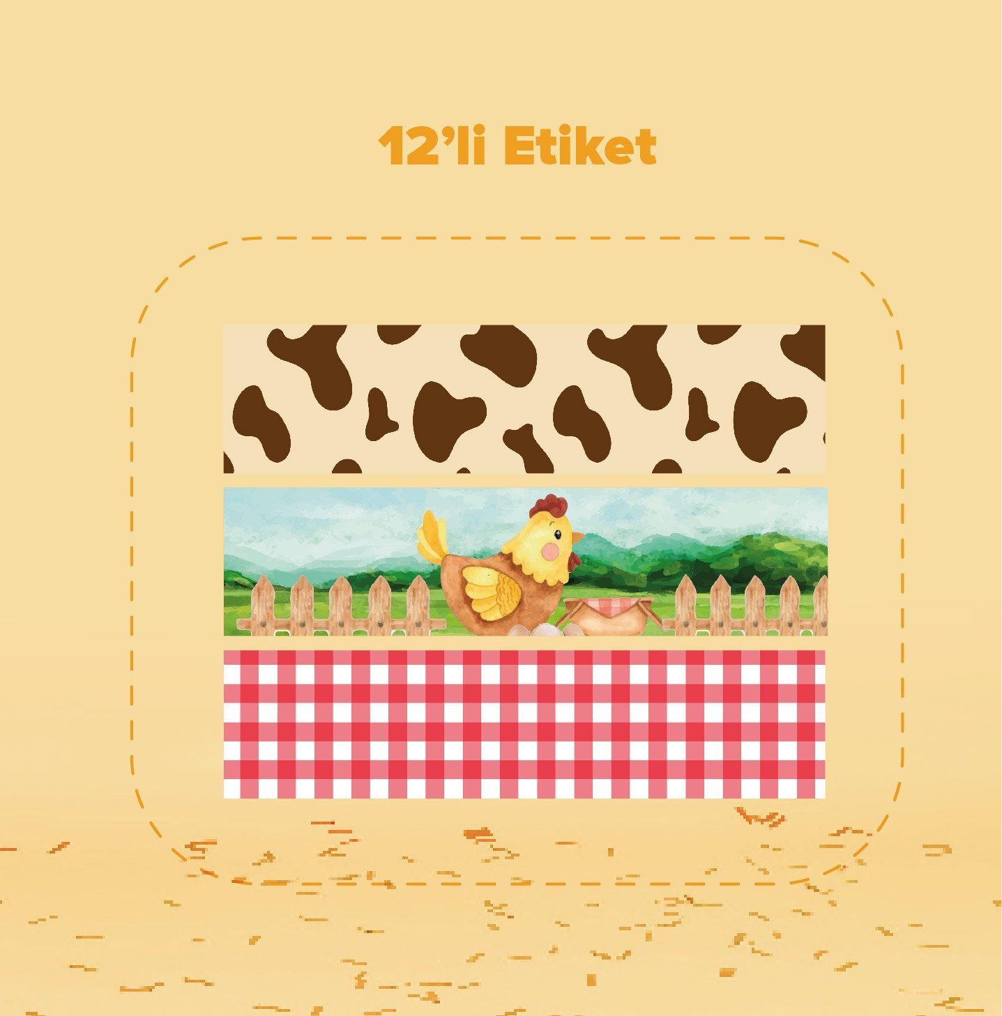 Çiftlik Temalı Su Şişesi Etiketi