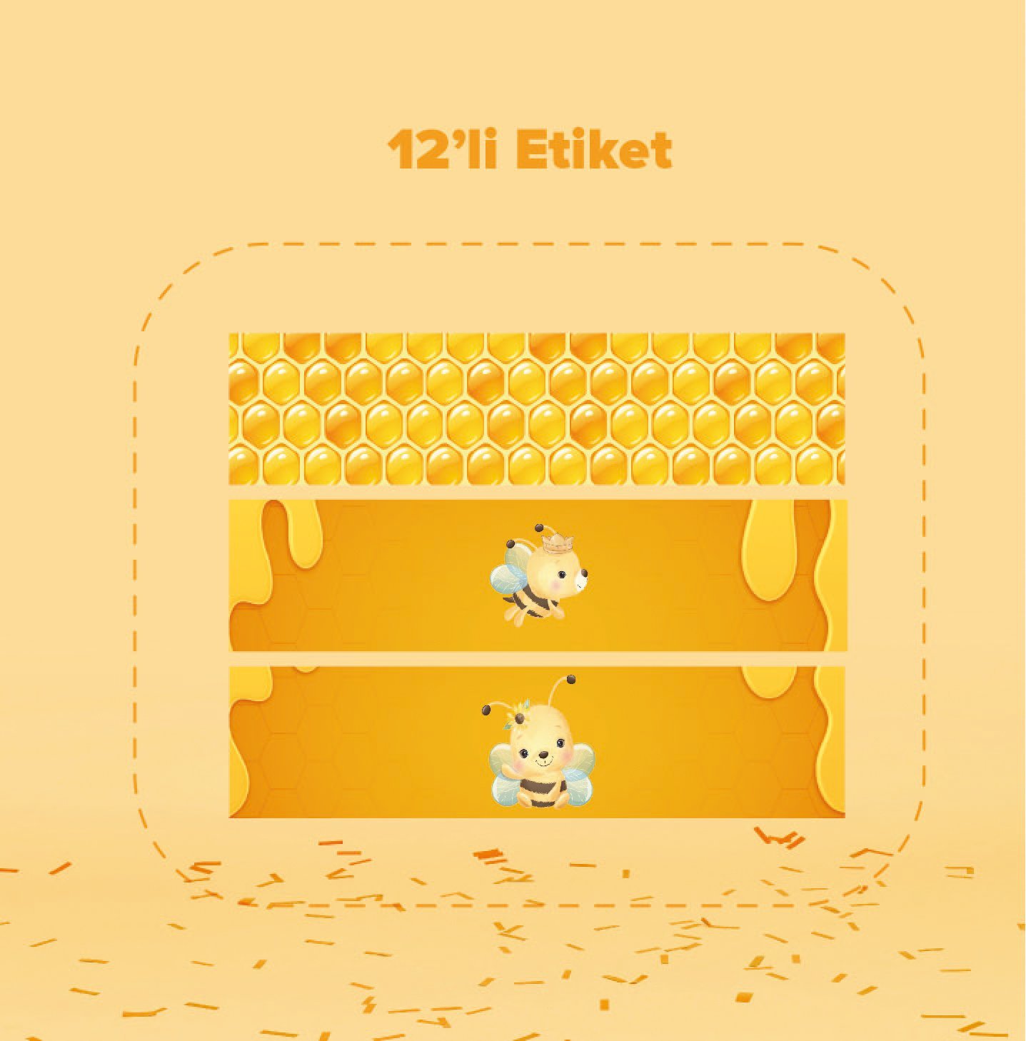 Arı Temalı Su Şişesi Etiketi