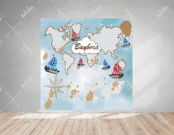 Atlas Temalı Doğum Günü Afişi 100*70