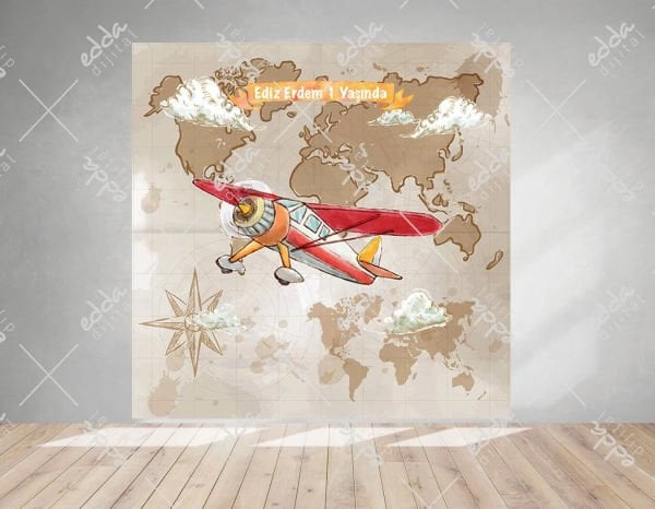 Atlas Temalı  Kare Doğum Günü Afişi 100*70