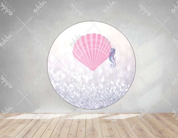 İstridye ve Deniz Atı Temalı Doğum Günü Afişi