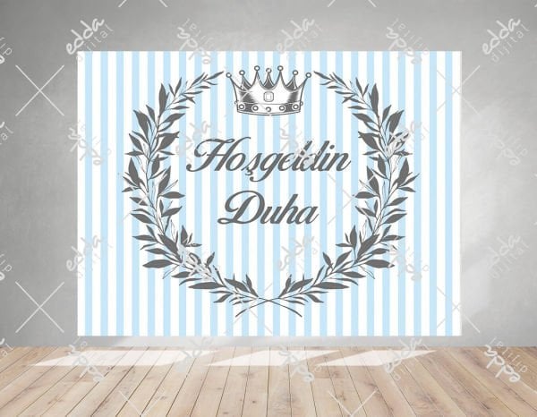 Hoşgeldin Bebek Temalı Kare Mavi Afiş