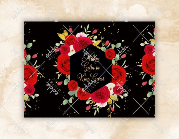 Gül Desenli Renkli Kına Pisti Kaplaması