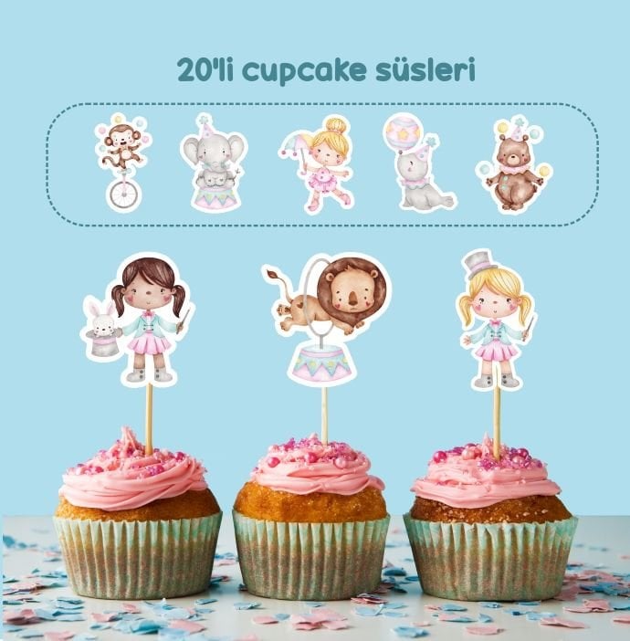 Sirk konseptli cupcake süsü