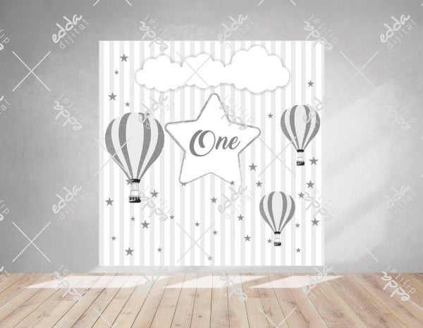 Siyah Beyaz Balonlu  Baby Shower Temalı  Kare Parti Afişi