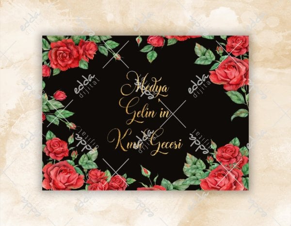 Gül ve Yaprak Desenli Kına Pisti Kaplaması