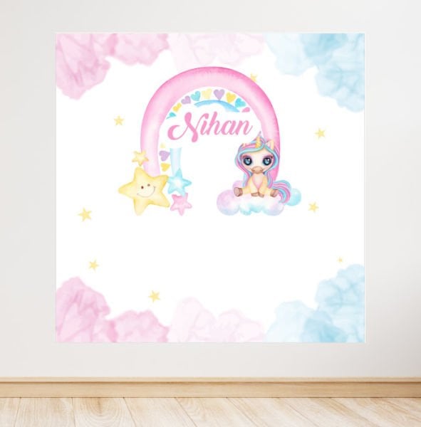 Unicorn Konseptli Doğum Günü Afişi