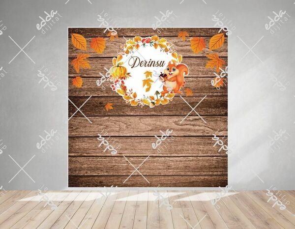 Sonbahar Yapraklı Kare Doğum Günü Afişi