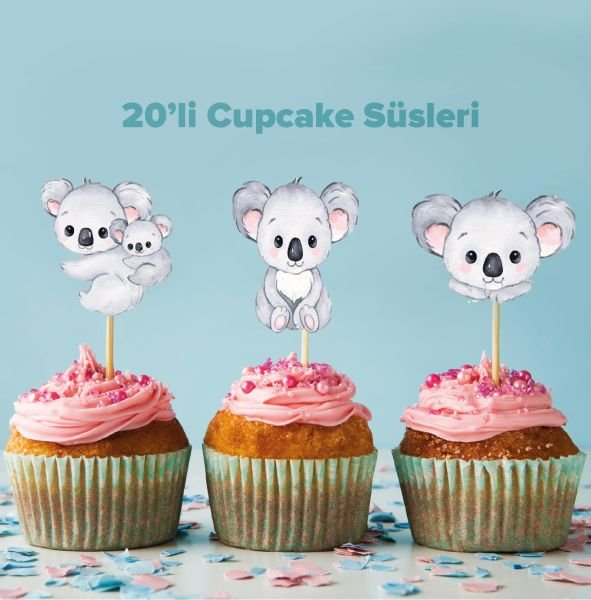 Koala konseptli cupcake süsü