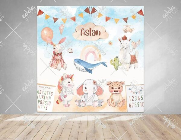 Sevimli Hayvanlar Temalı Kare  Parti Afişi