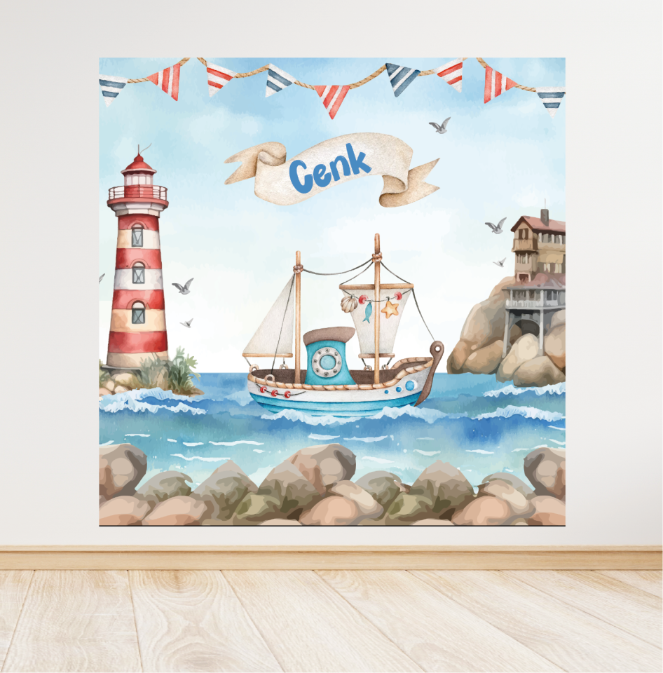 Denizci Temalı Doğum Günü Afişi