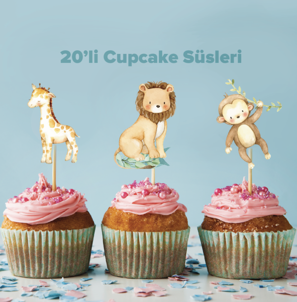 Safari Konseptli Cupcake Süsü