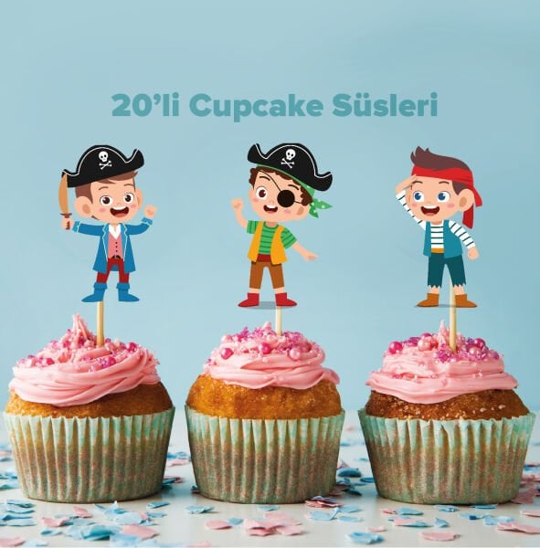 Korsan Konseptli Cupcake Süsü