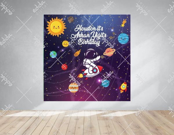 Gezegen Temalı Doğum Günü Afişi