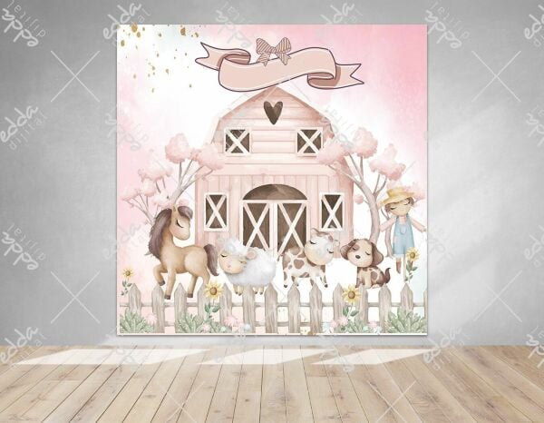 Pembe Renk Çiftlik Temalı Afiş