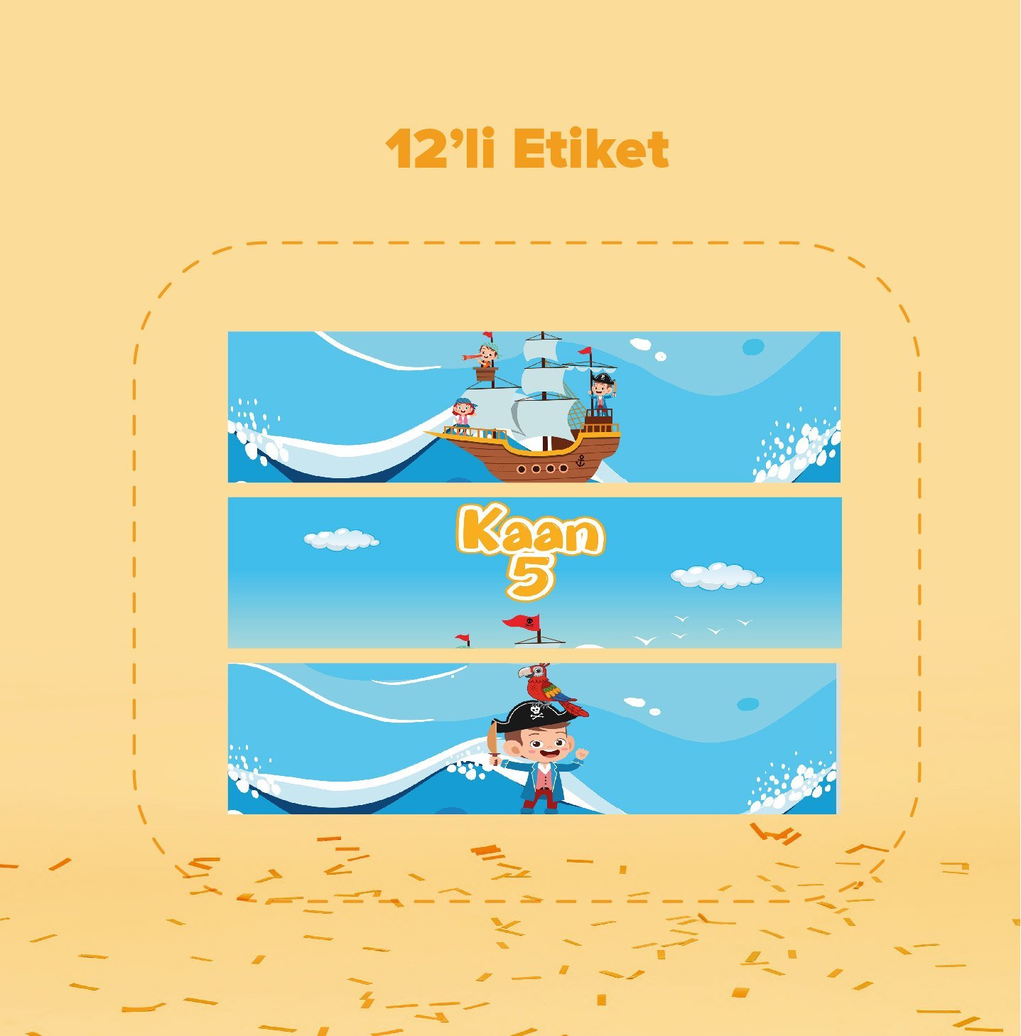 Korsan Temalı Su Şişesi Etiketi