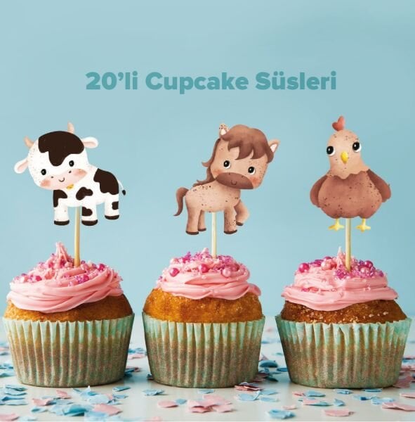 Çiftlik Konseptli Cupcake Süsü
