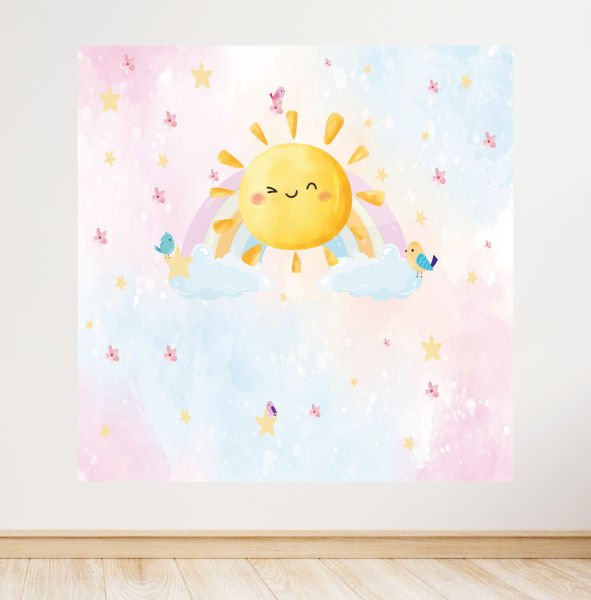 Güneş Gökkuşağı Konseptli Doğum Günü Afişi