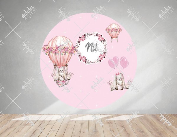 Yuvarlak Fil ve Tavşan Temalı Parti Afişi