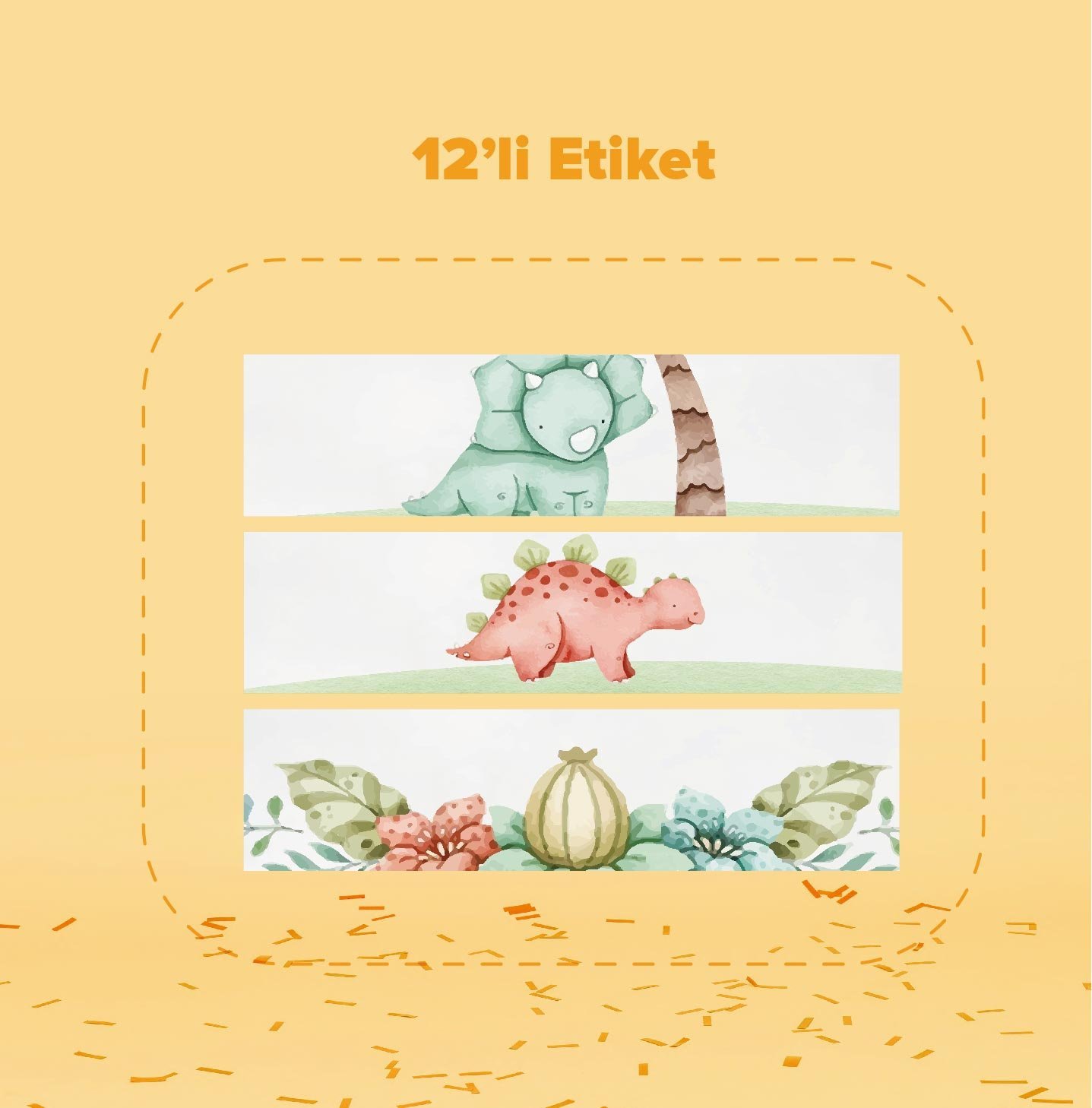 Dinazor Temalı Su Şişesi Etiketi