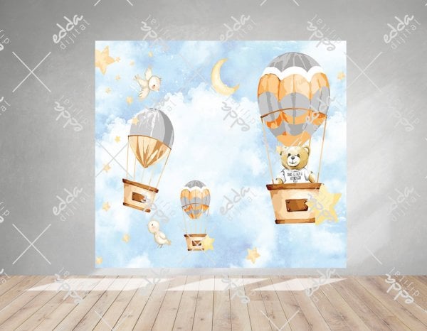 Balonlu Ayıcık Temalı Parti Afişi