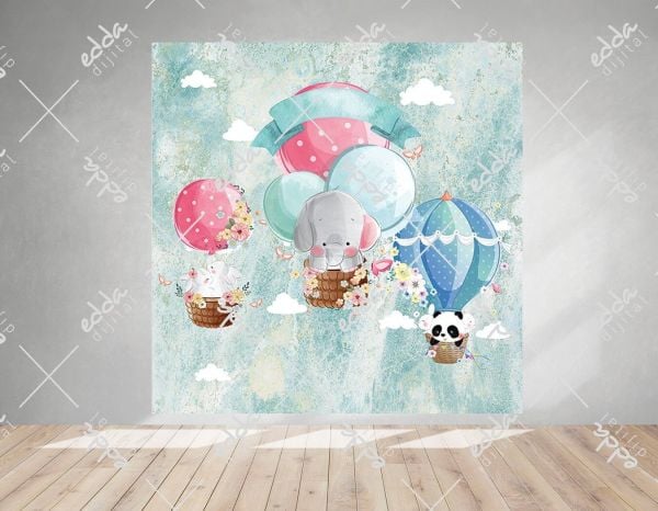 Renkli Balon Temalı Parti  Afişi