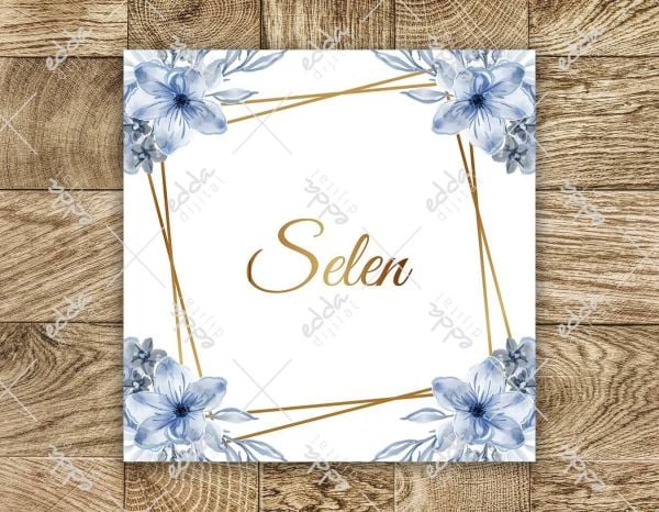 Mavi Çiçek ve Gold Çizgi Detaylı Dans Pisti Kaplaması