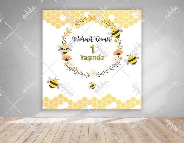 Bal Peteği ve Arı Temalı Parti Afişi