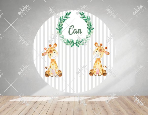 Zürafa Temalı Baby Shower Afişi