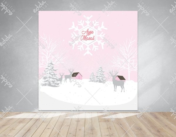 Kış Konsepti Temalı Pembe  Afiş