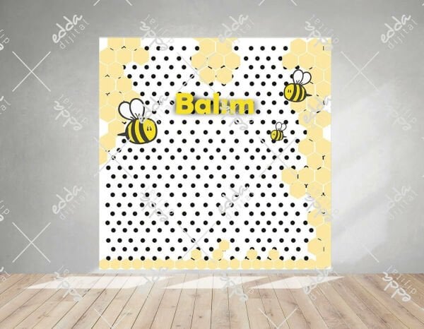 Arı ve Petek Temalı Doğum Günü Afiş