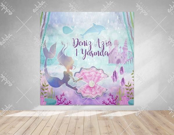 Deniz Kızı ve İstiridye Temalı Afiş